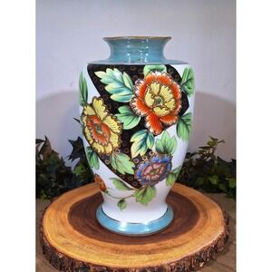 Vintage Exquisite Japanese 9.25" Moriage Floral Design Vase